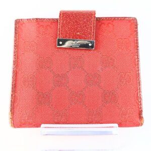 Gucci GG mono Flap Canvas/Leather Red Women Wallet Vintage